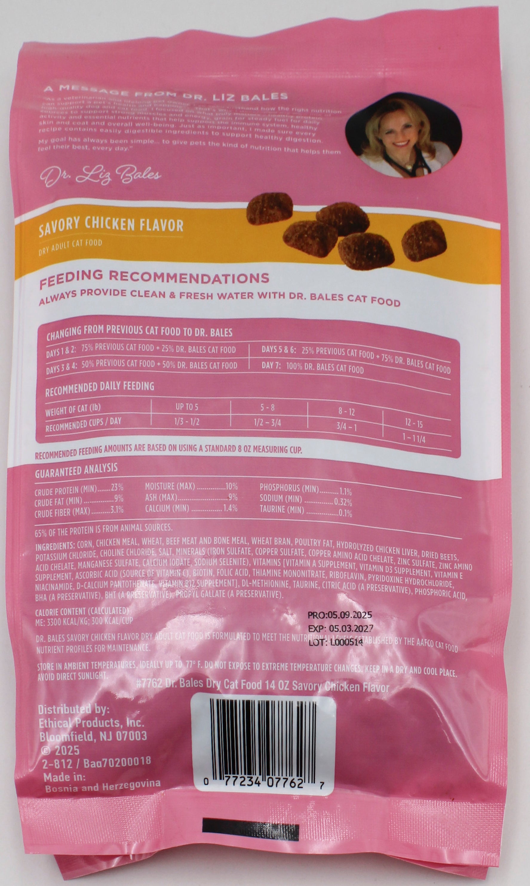 DR.BALES DRY CAT FOOD CHICKEN FLAVOR 14oz. EXP 3/5/2027