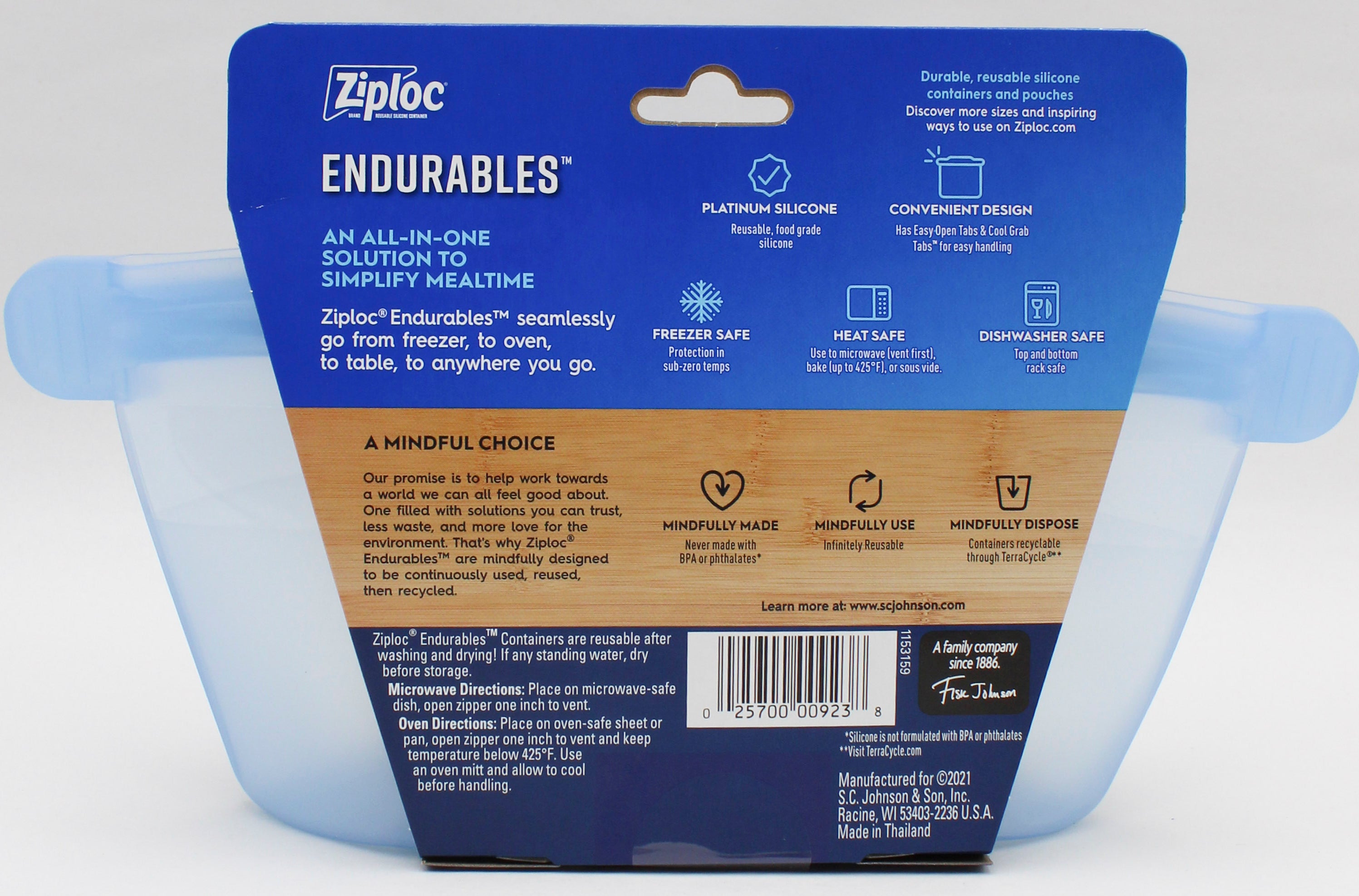 ZIPLOC ENDURABLES SMALL CONTAINER 2CUPS/16oz US.