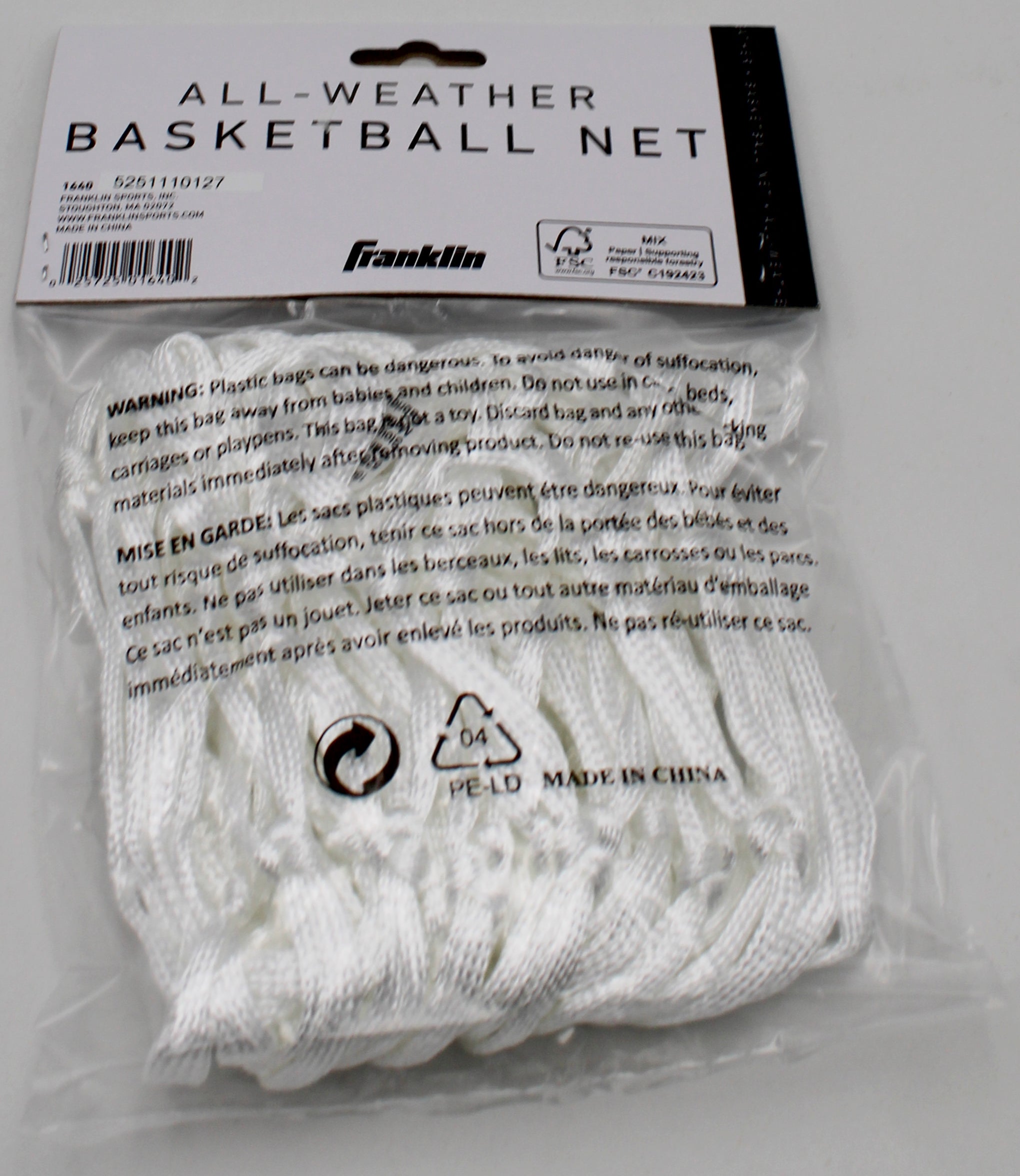 FRANKLIN WHITE 12-LOOP POLY BASKETBLL NET