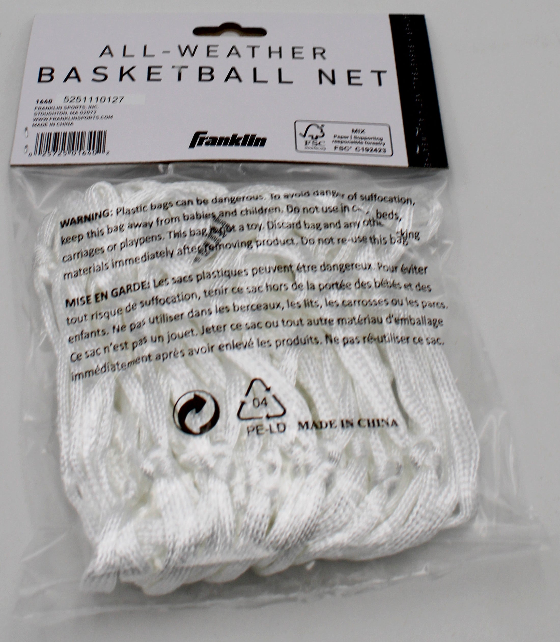 FRANKLIN WHITE 12-LOOP POLY BASKETBLL NET