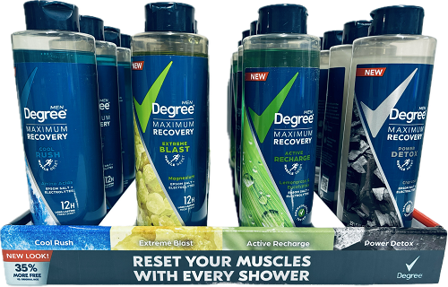 DEGREE MEN BODY WASH 20CT 22oz COUNTER DISPLAY ASSORTED
