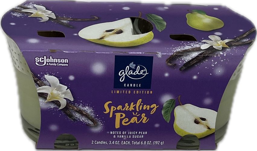 SP GLADE CANDLE 2PK SPARKLING PEAR 2IN1 3.4oz