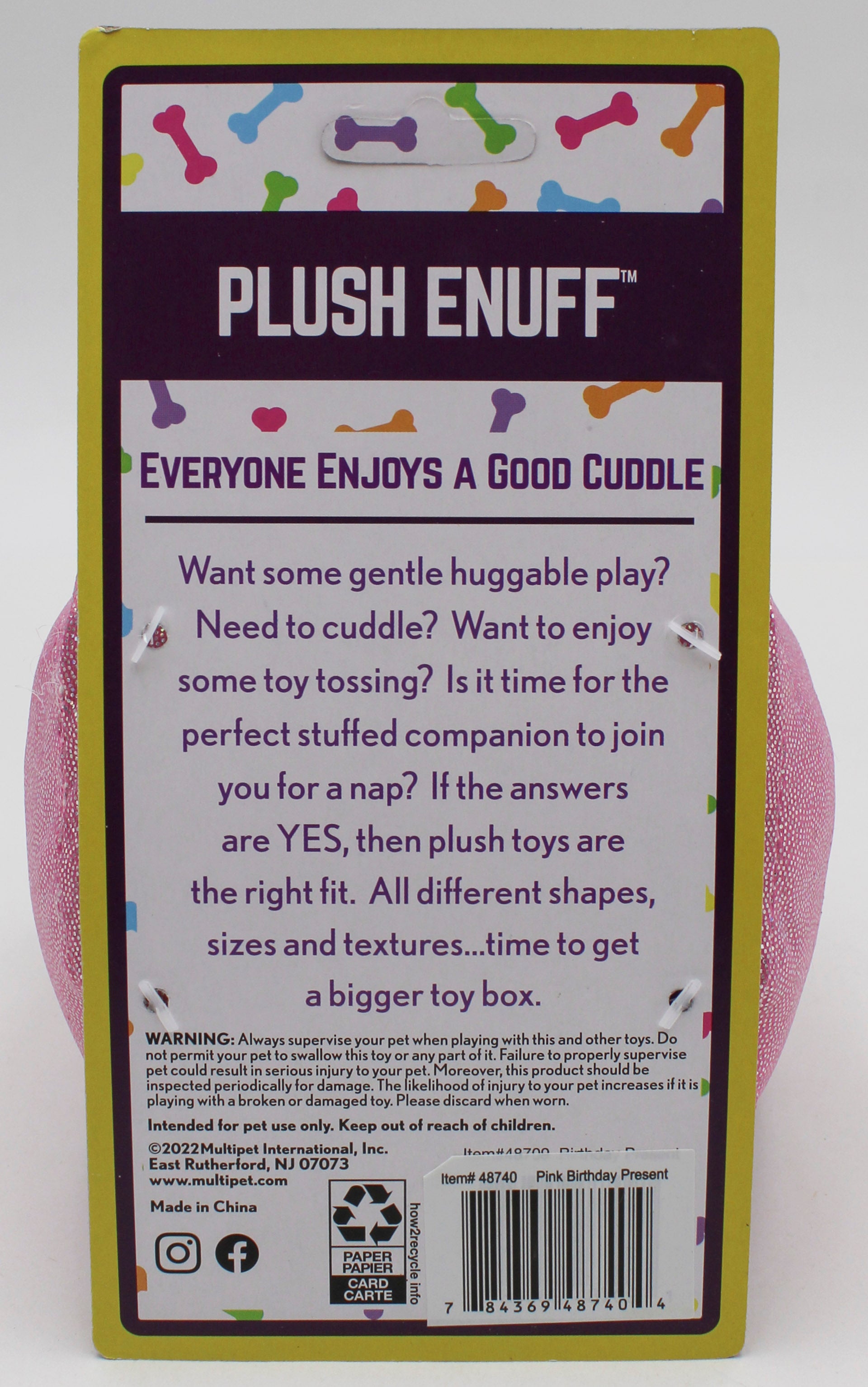 MULTIPET BIRTHDAY PRESENT DOG TOY 5.5" PINK