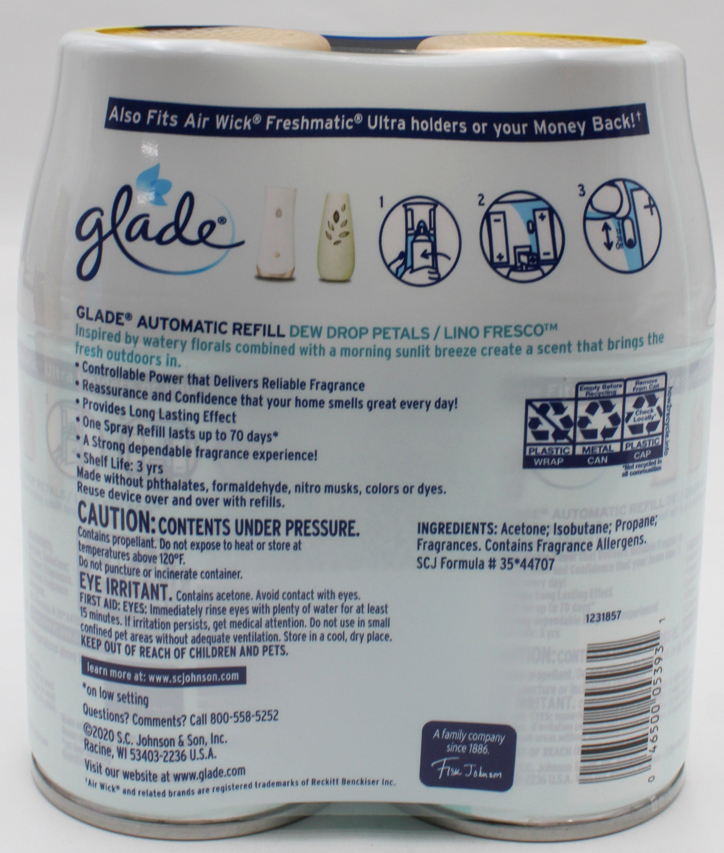 GLADE AUTOMATIC SPRAY DEWDROP PETALS 2 REFILLS 6.2oz US