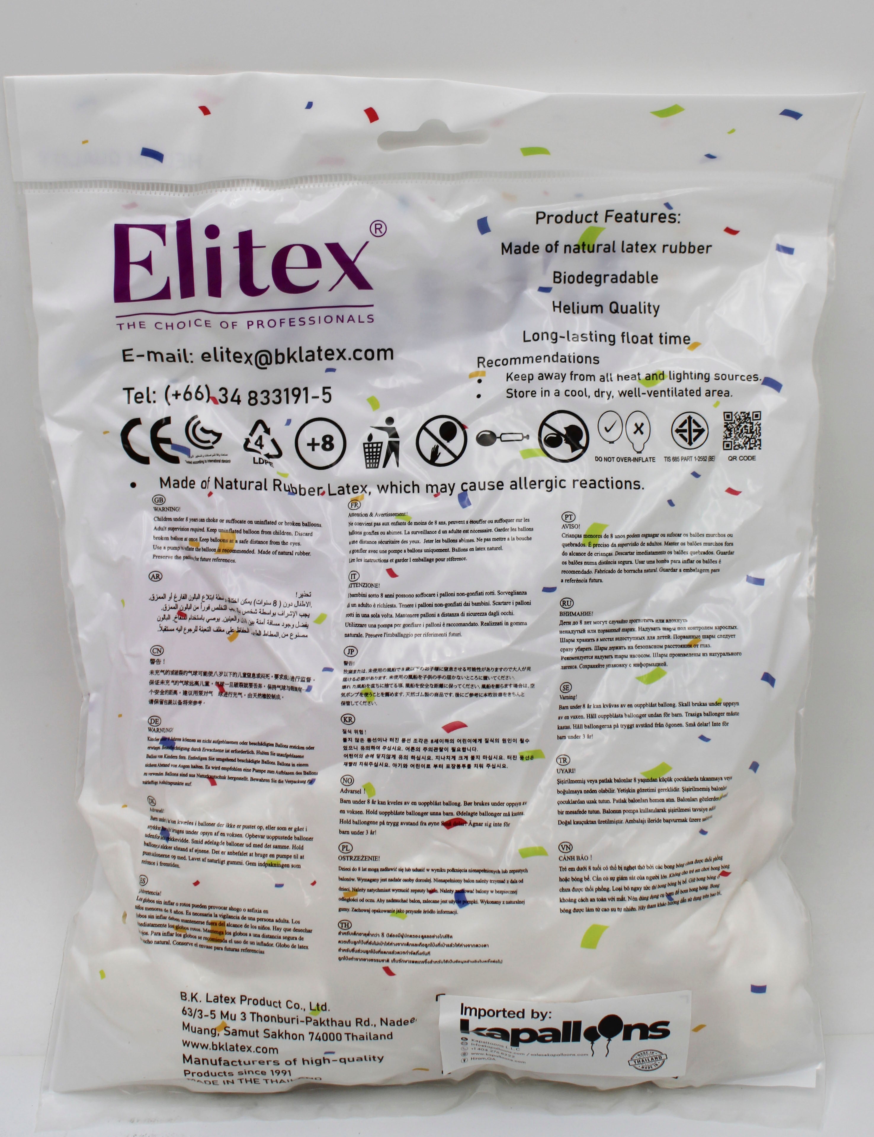 ELITEX 6" WHITE ROUND BALLOON, 50 PACK