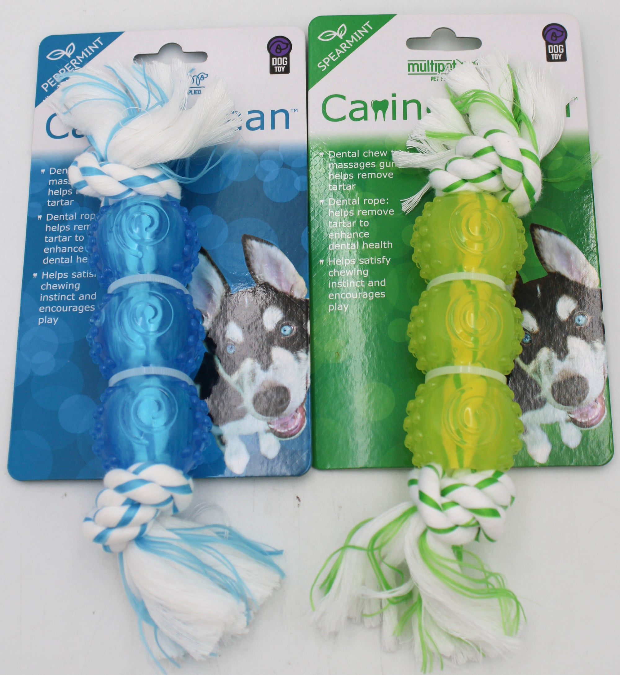 MULTIPET CVS ROPE MINT W/3 BALLS DOG CHEW  - 6.5"