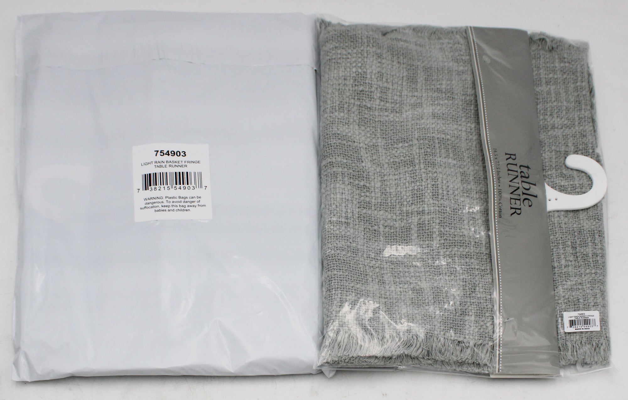 TABLE RUNNER -LIGHT RAIN BASKET FRINGE