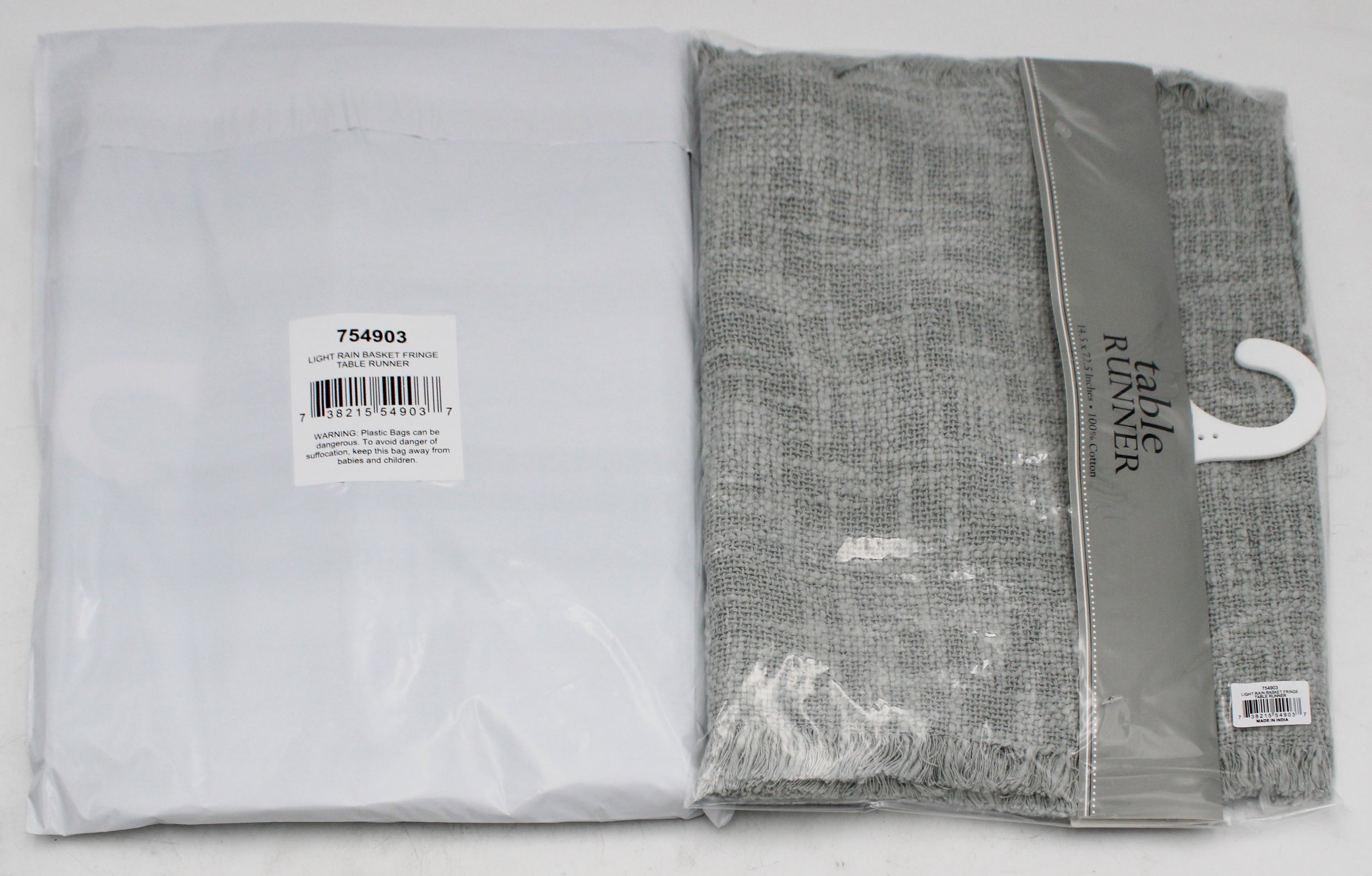 TABLE RUNNER -LIGHT RAIN BASKET FRINGE