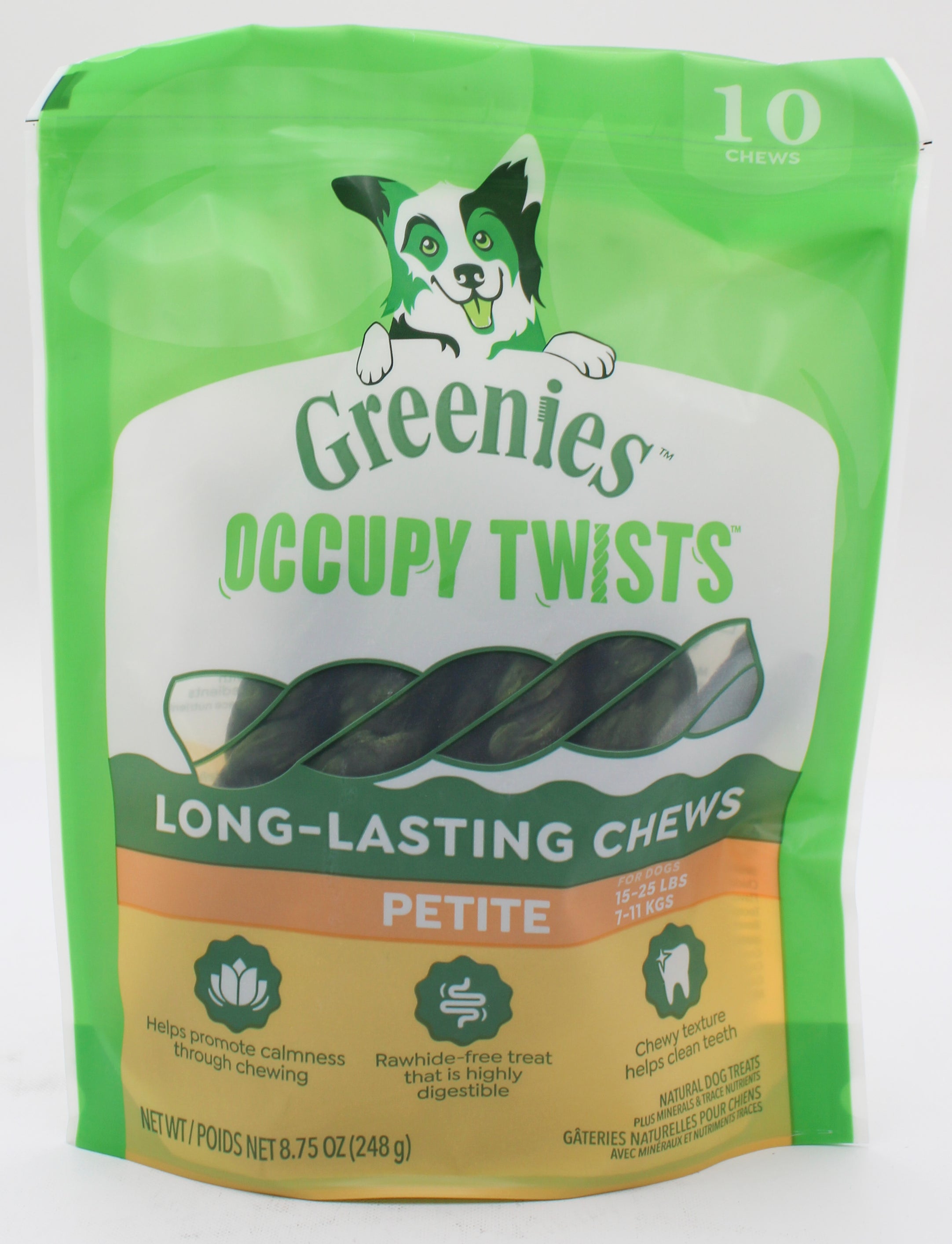 GREENIES OCCUPY TWISTS NATURAL DOG TREATS PETITE SIZE CHICKEN FLAVOR 8.75 OZ. (22 PK) BB 2/4/2027