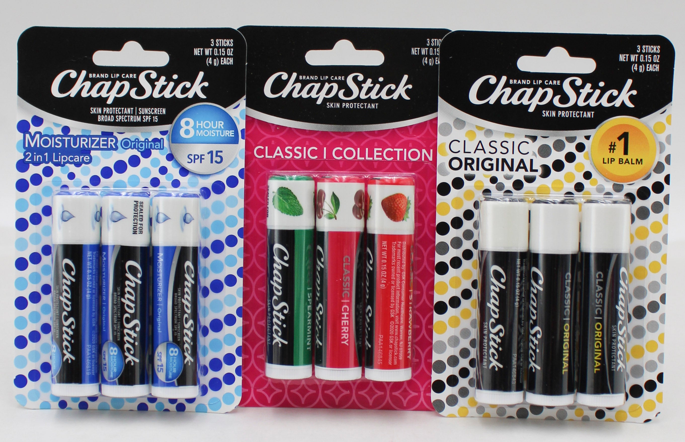 CHAPSTICK 3ct ASST DISPLAY .45oz 9/30/2027
