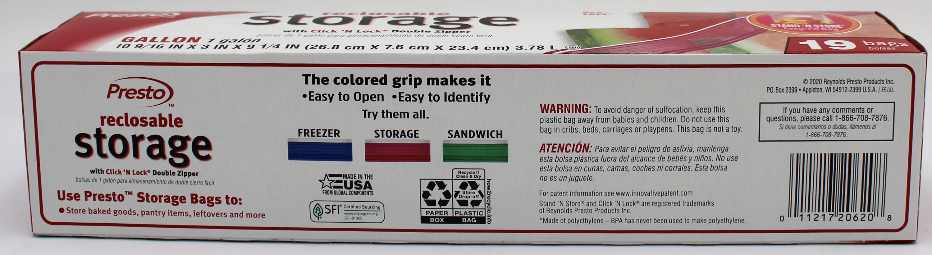 19CT PRESTO STORAGE GALLON BAGS