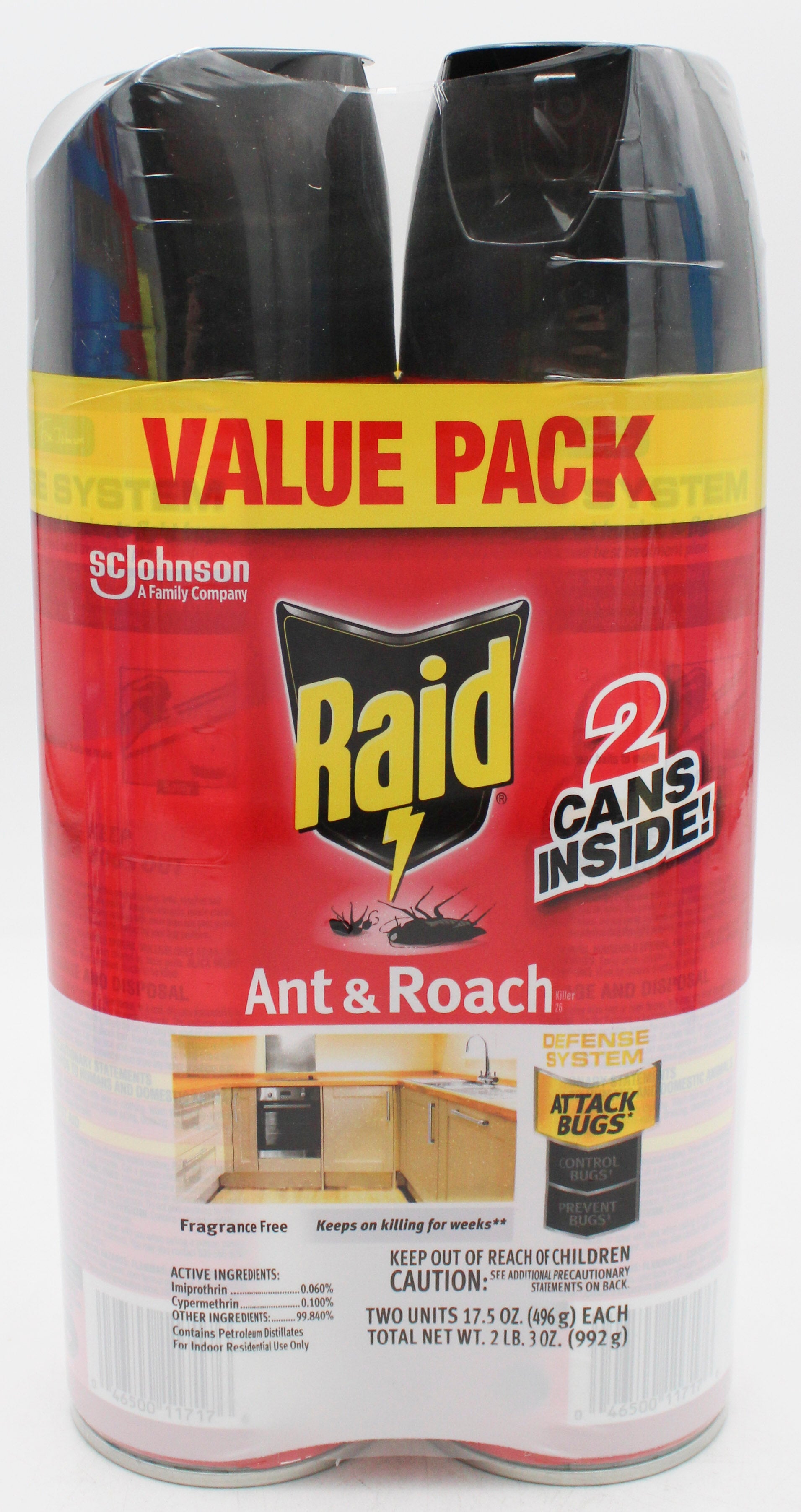 SP RAID ANT & ROACH 17.5oz/2PK-FRAGRANCE FREE