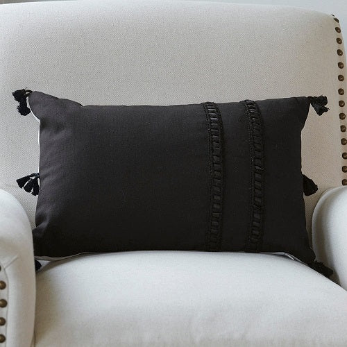 CORNER TASSEL PILLOW COVER 18"L x 12"W