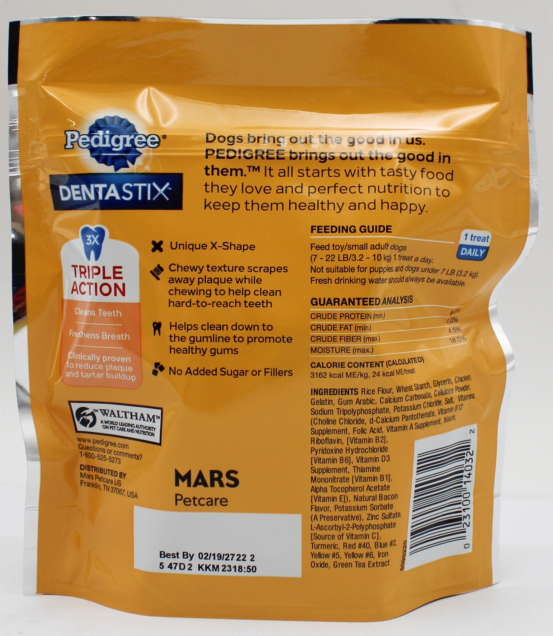 PEDIGREE DENTASTIX BACON FLAVOR SMALL TOY DENTAL DENTAL DOG TREATS - 5.8 OZ BB 2/19/2027