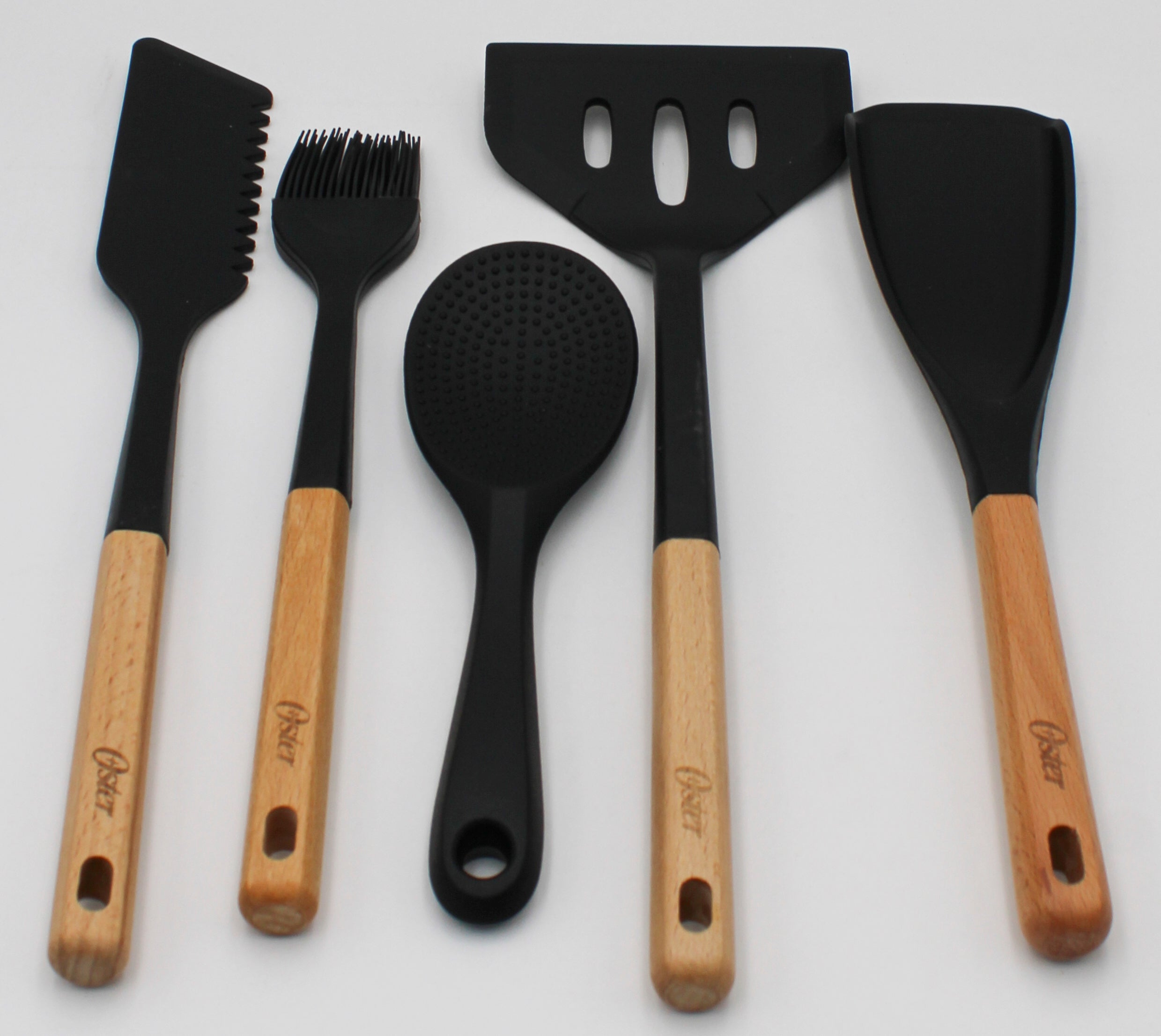 OSTER 5PC KITCHEN TOOL SET -WOODEN HANDLES NI