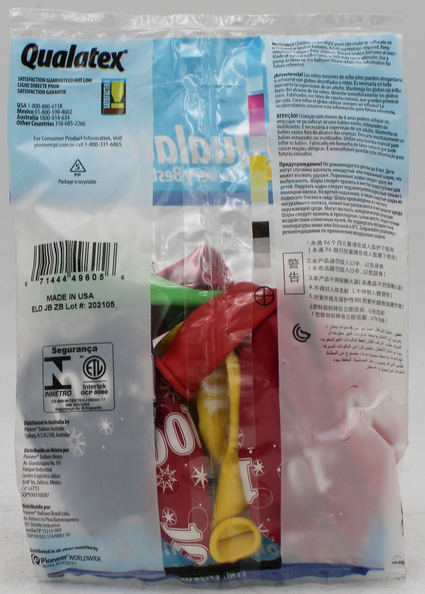 QUALATEX 11" ROUND PARTY BALLOONS AST 6CT  100 SPARKLE-A-RND