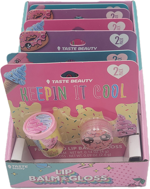 TASTE BEAUTY MOLDED 2CT 1- 0.14oz LIP BALM 1- 0.09oz LIP GLOSS ASSORTER NI