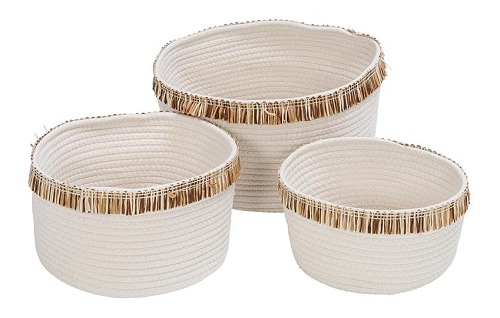 S/3 Cotton Rope Baskets, White