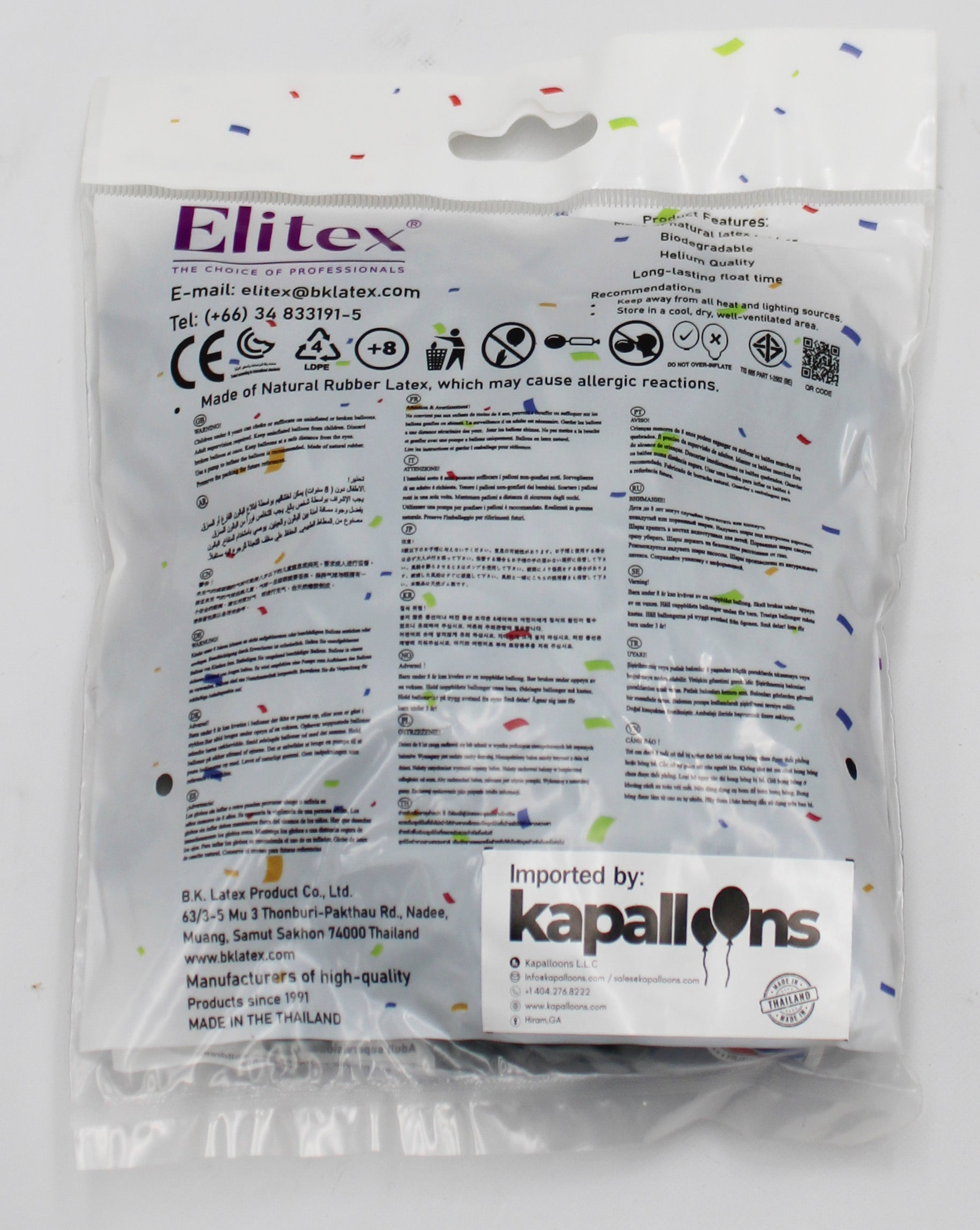 ELITEX 6" GRAY ROUND BALLOON, 50 PACK