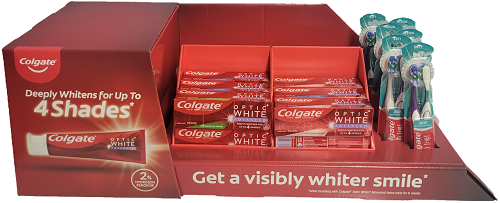 COLGATE 360 OPTI WHITE T/PASTE & T/BRUSH MEDIUM & SOFT 18CT EXP 09/30/24 DISPLAY NI