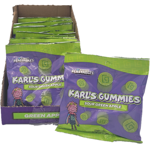 MR FEASTABLES KARL'S SOUR GUMMIES 3.5oz. GREEN APPLE BEST BY 7/24/25