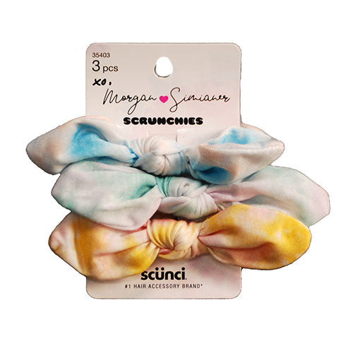 SCUNCI BOW SCRUNCHIES 3PK ASST TIE DIE COLORS NI