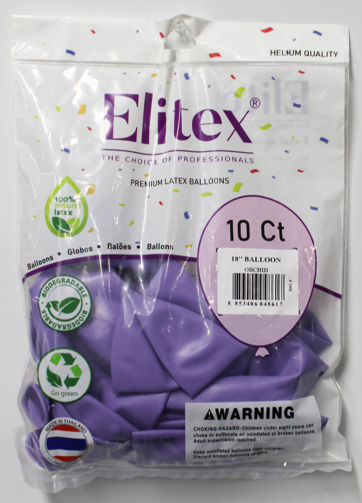 ELITEX 18" ORCHID ROUND BALLOON, 10 PACK