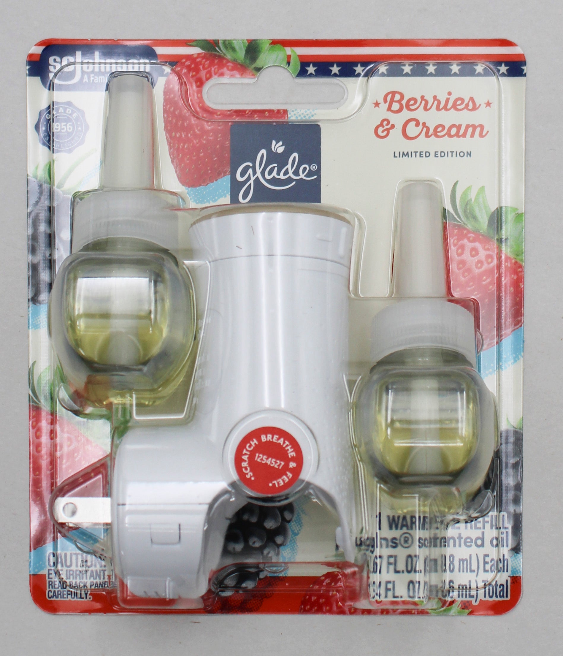 Glade PlugIns Scented Oil Berries & Cream 1 Warmer 2 Refills 1.34oz