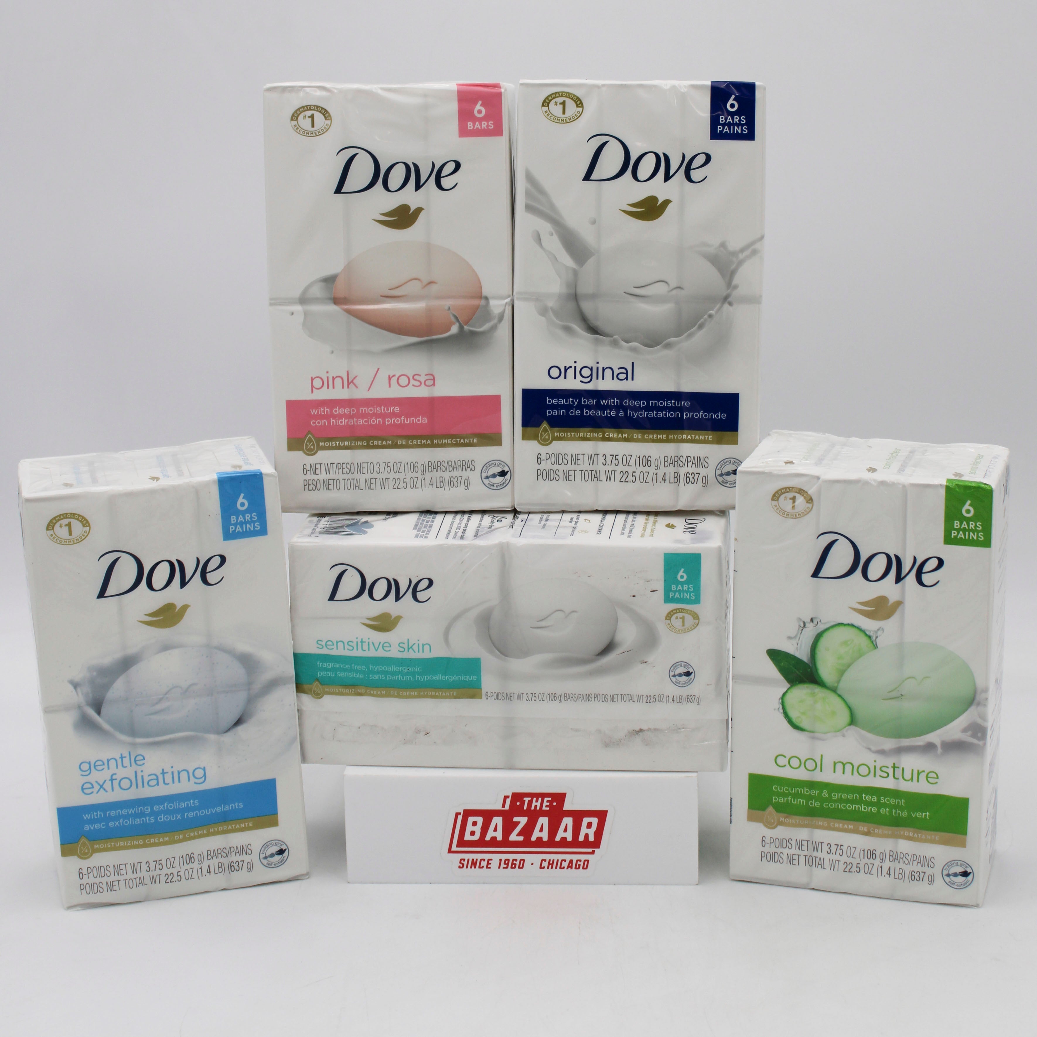 DOVE BAR SOAP 6CT ASSORTED 22.5oz PALLET