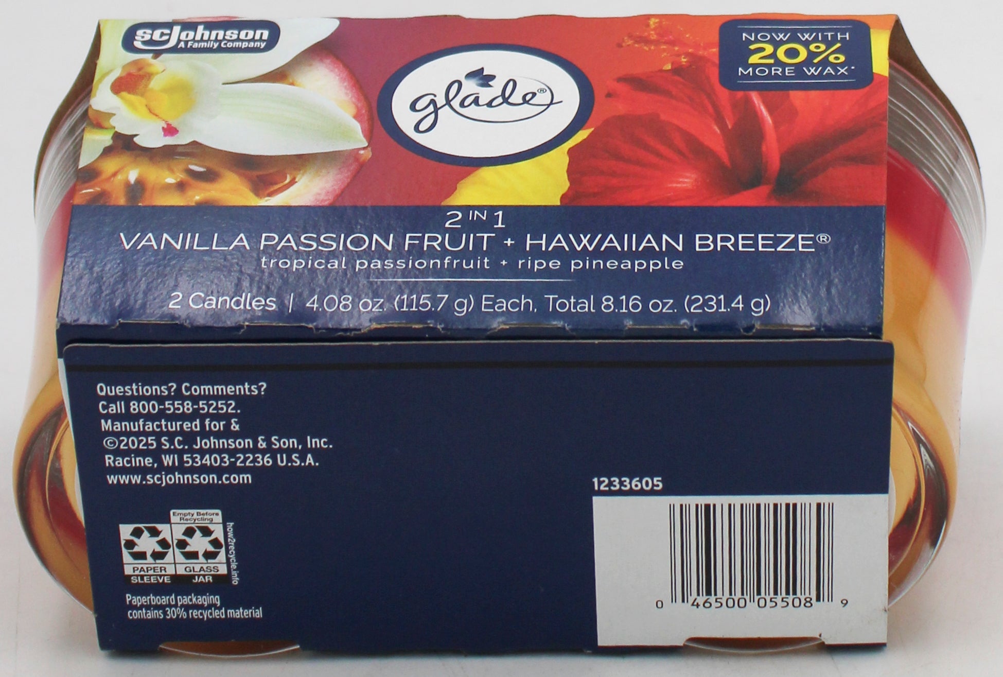 SP GLADE CANDLES 2PK 4.08oz VANILLA PASSION FRUIT+HAWAIIAN BREEZE