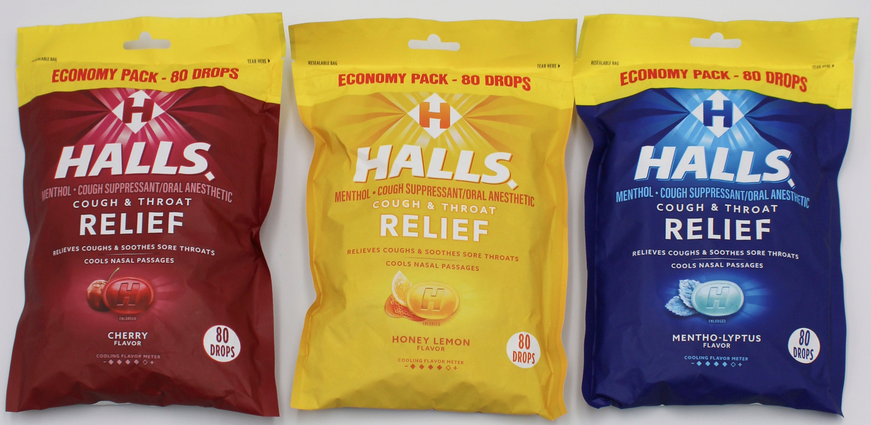 HALLS COUGH DROPS 80ct ECO BAG FLOORSTAND EXP 1/17/27