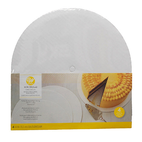 WILTON ROUND CAKE BOARD 14IN 4CT-WHITE