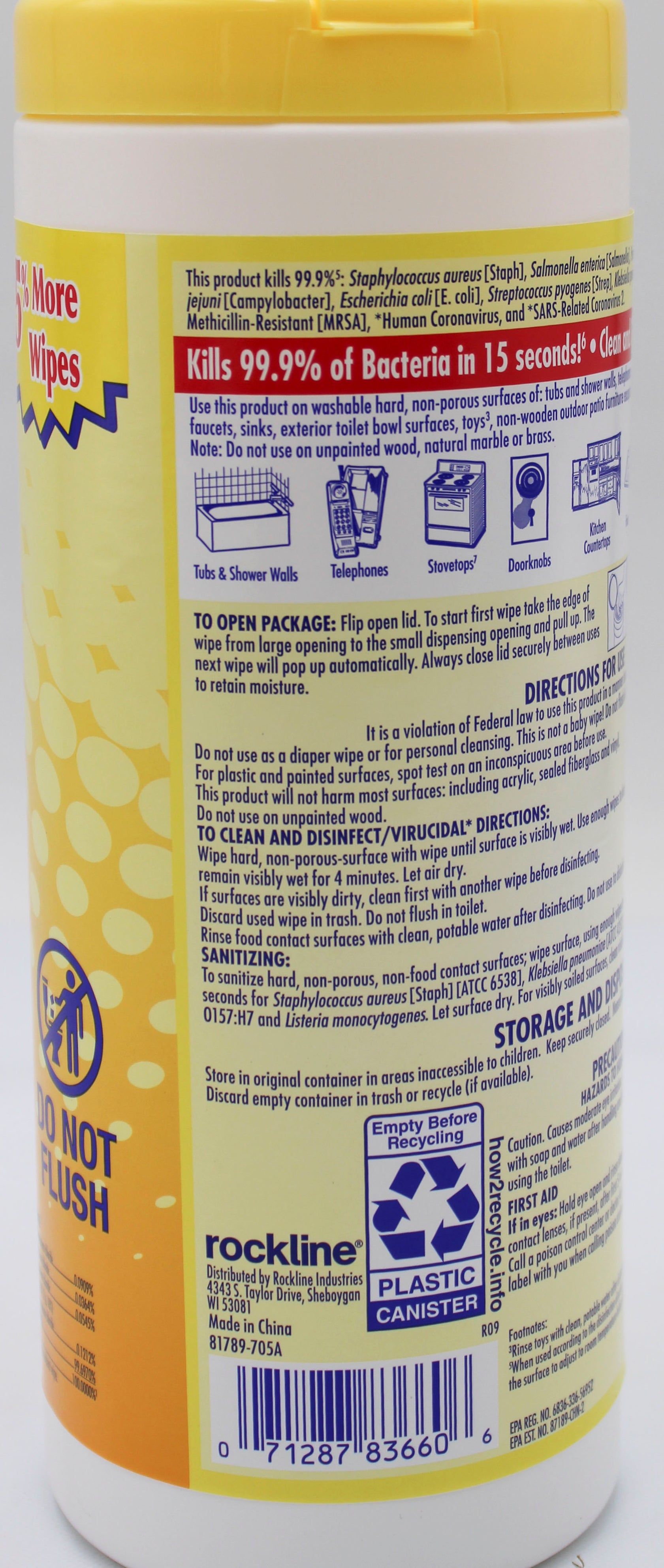30ct HOUSEHOLD DISINFECTANT WIPE - LEMON SCENT - GOOD&CLEAN