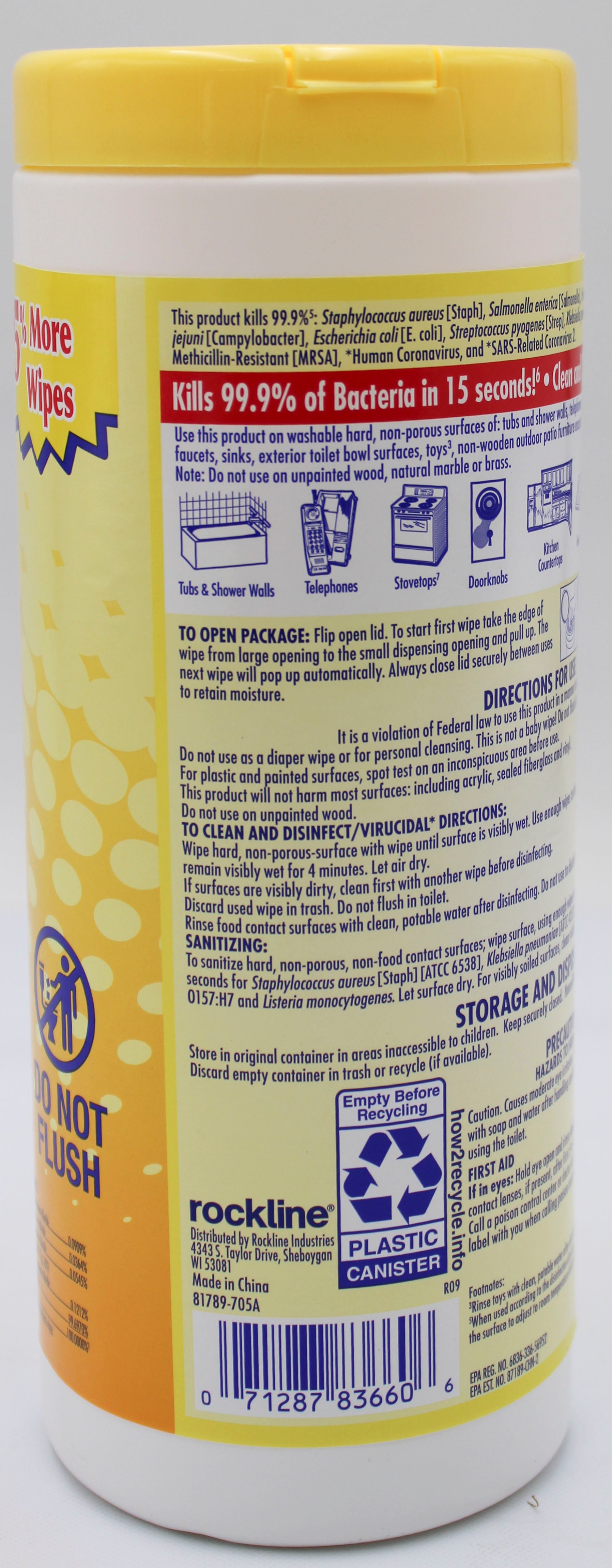 30ct HOUSEHOLD DISINFECTANT WIPE - LEMON SCENT - GOOD&CLEAN