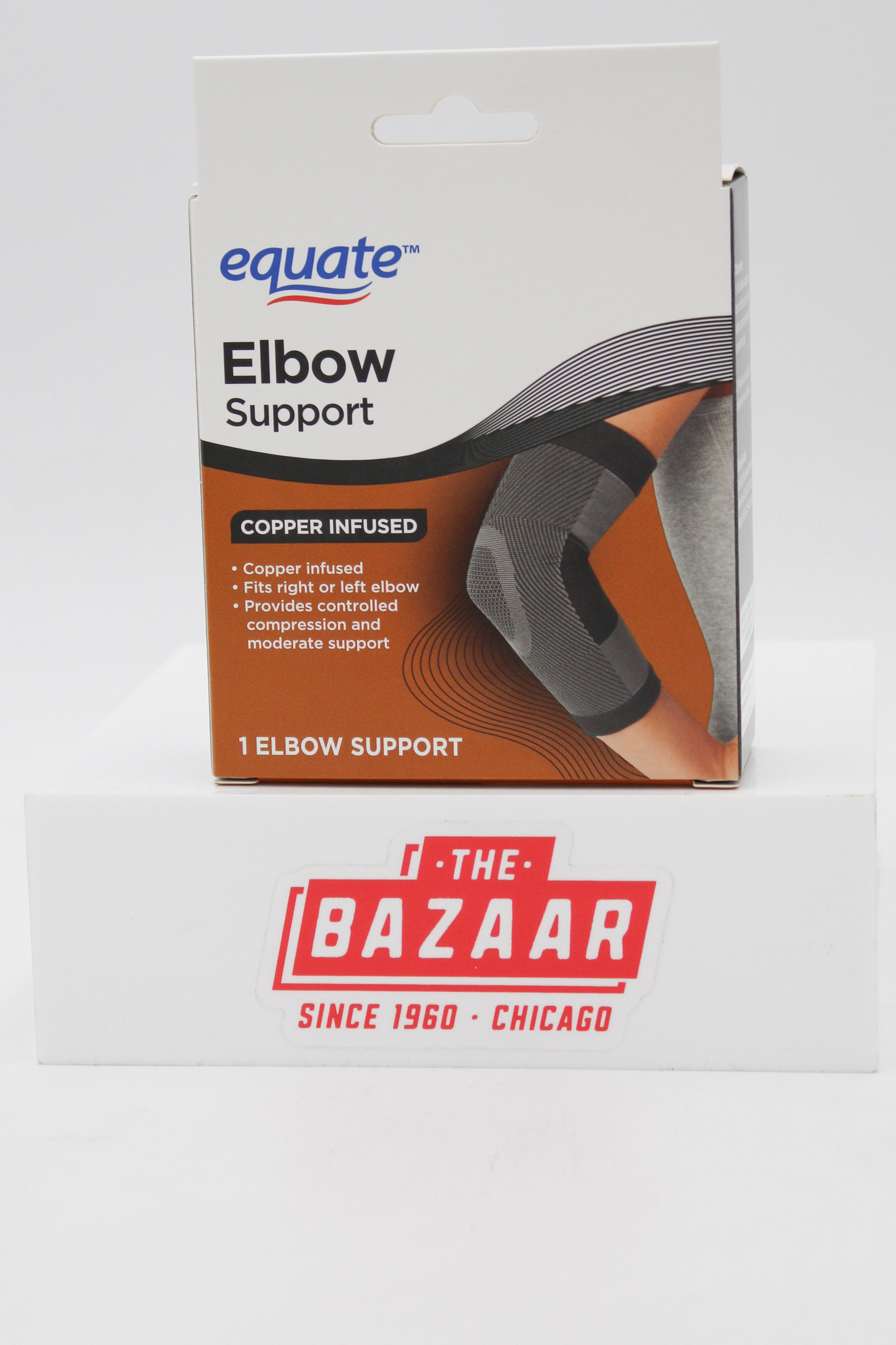 EQUATE ELASTIC ELBOW SUPPORT SLEEVE COPPER INFUSED 1ct NI