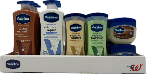 VASELINE BODY LOTION / HEALING JELLY 18CT ASSORTED DISPLAY