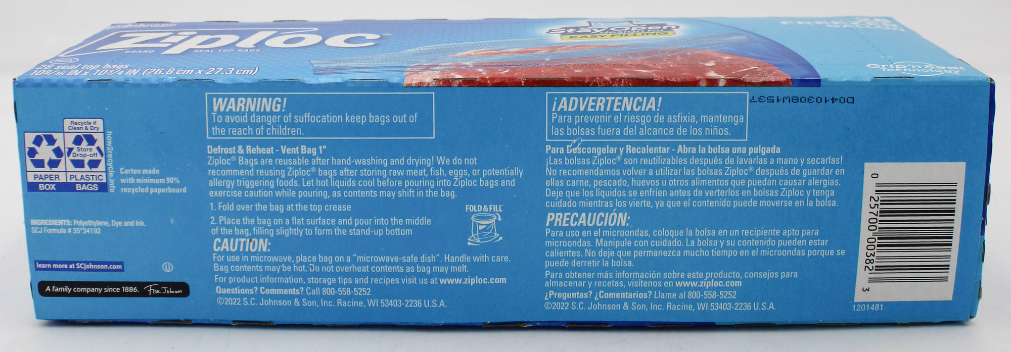 SP ZIPLOC BAG FREEZER  28CT GALLON