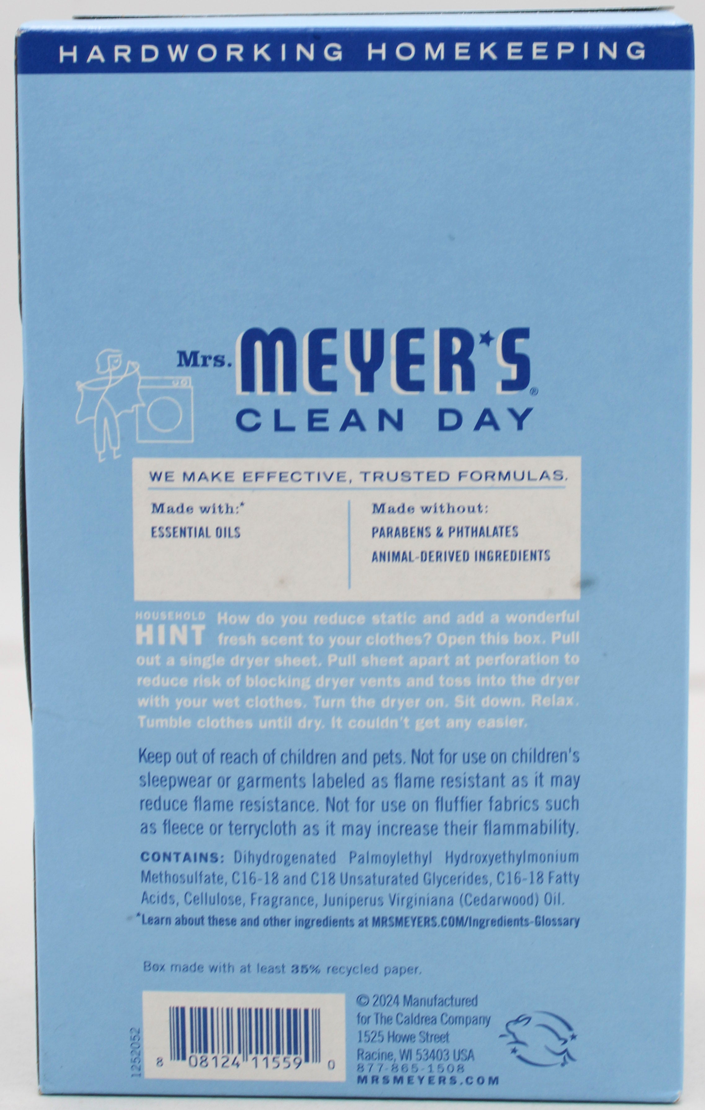 Mrs. Meyer's Dryer Sheets Rain Water Scent 80ct Wholesale