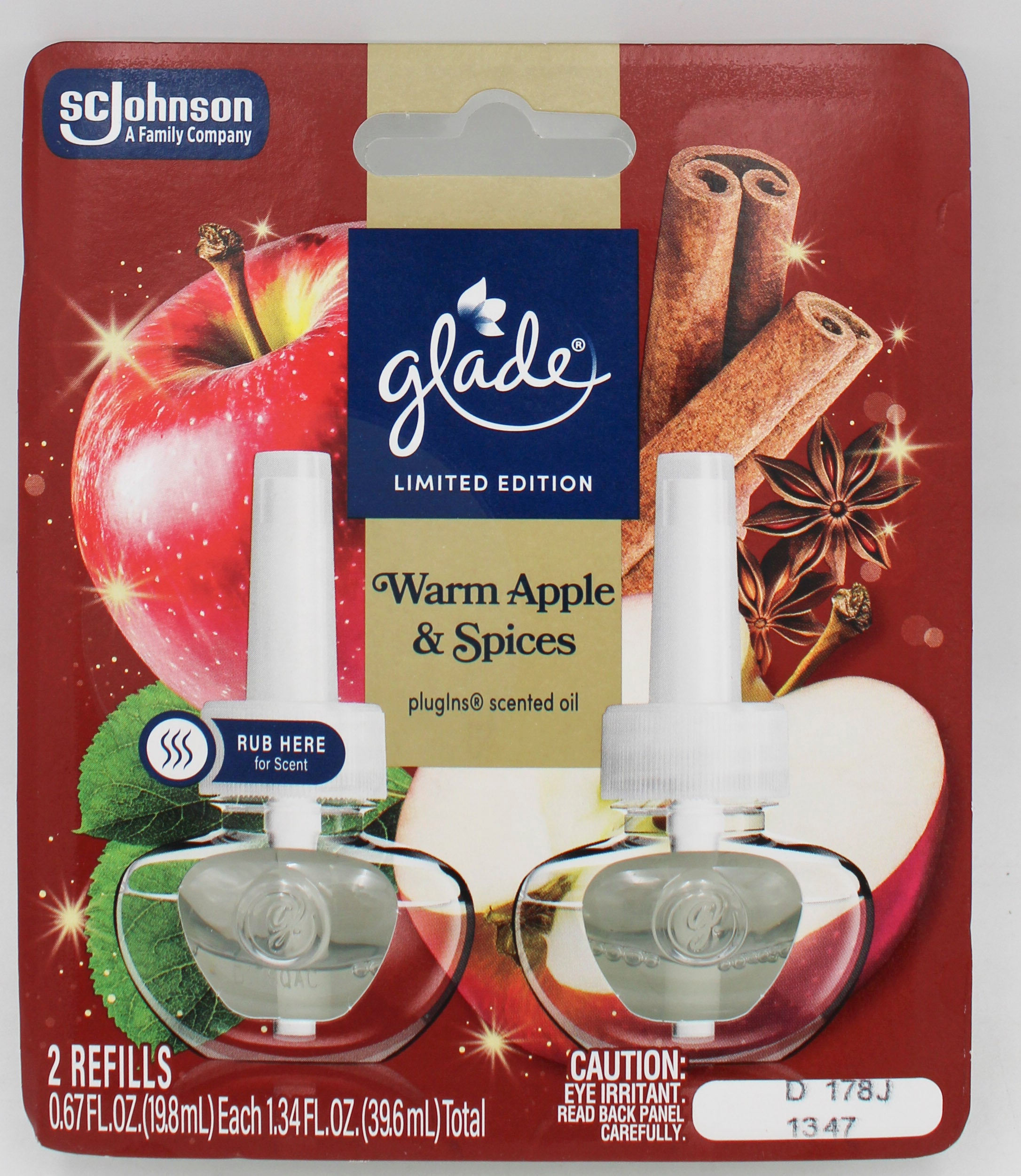 SP GLADE PLUGINS SCENTED OIL 2REFILLS 1.34oz WARM APPLE & SPICES