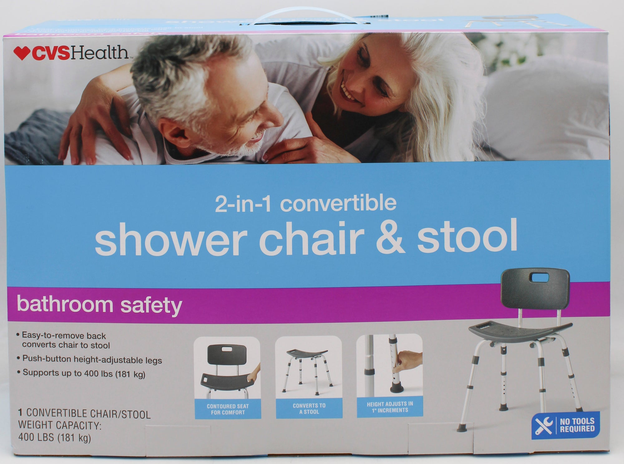 CVS HEALTH 2-in-1 STOOL/SHOWER CHAIR WITH BACK NI