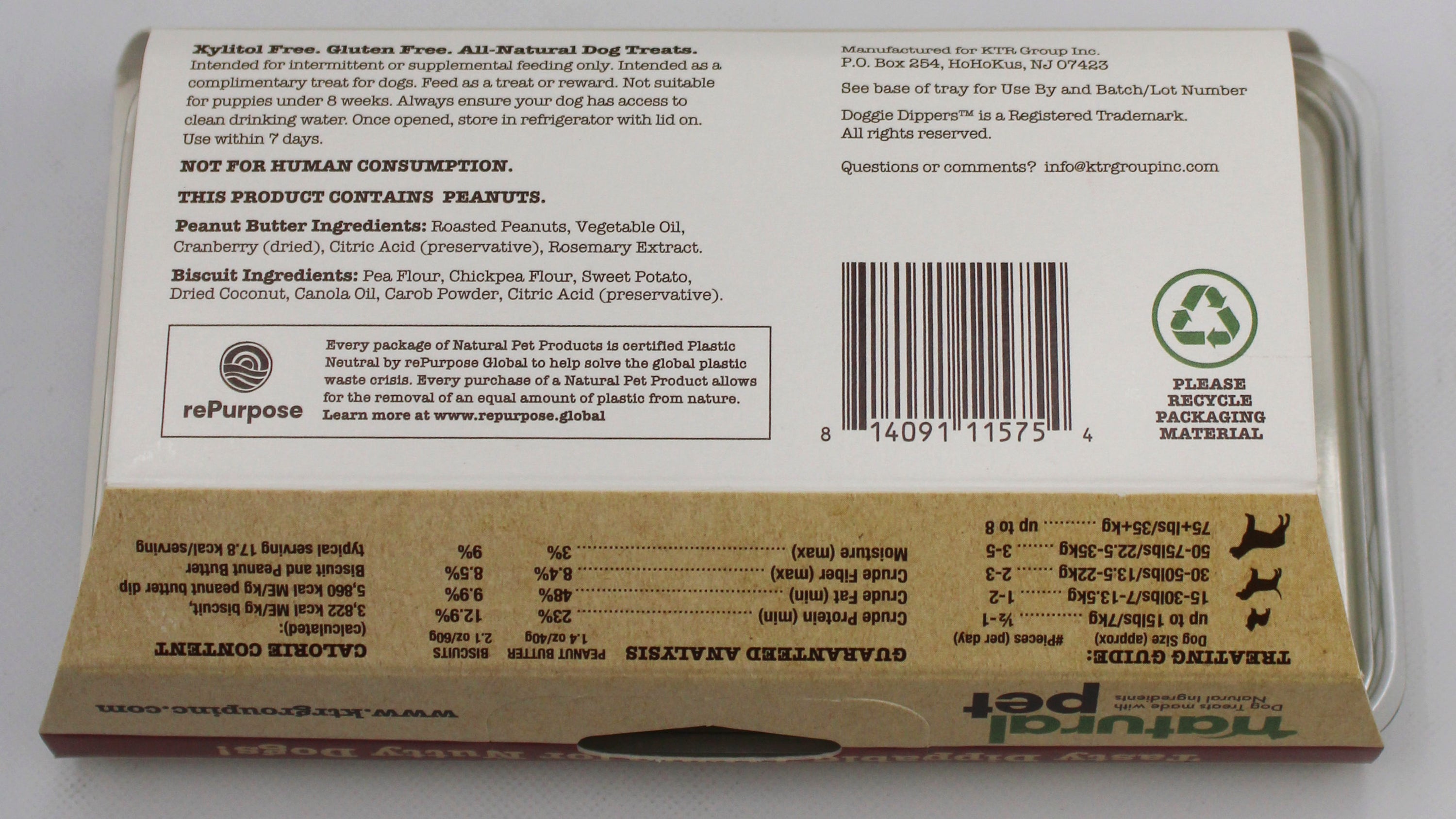 NATURAL PET DOGGIE DIPPERS 
CRANBERRY FLAVORED PEANUT BUTTER BB 5/1/2027