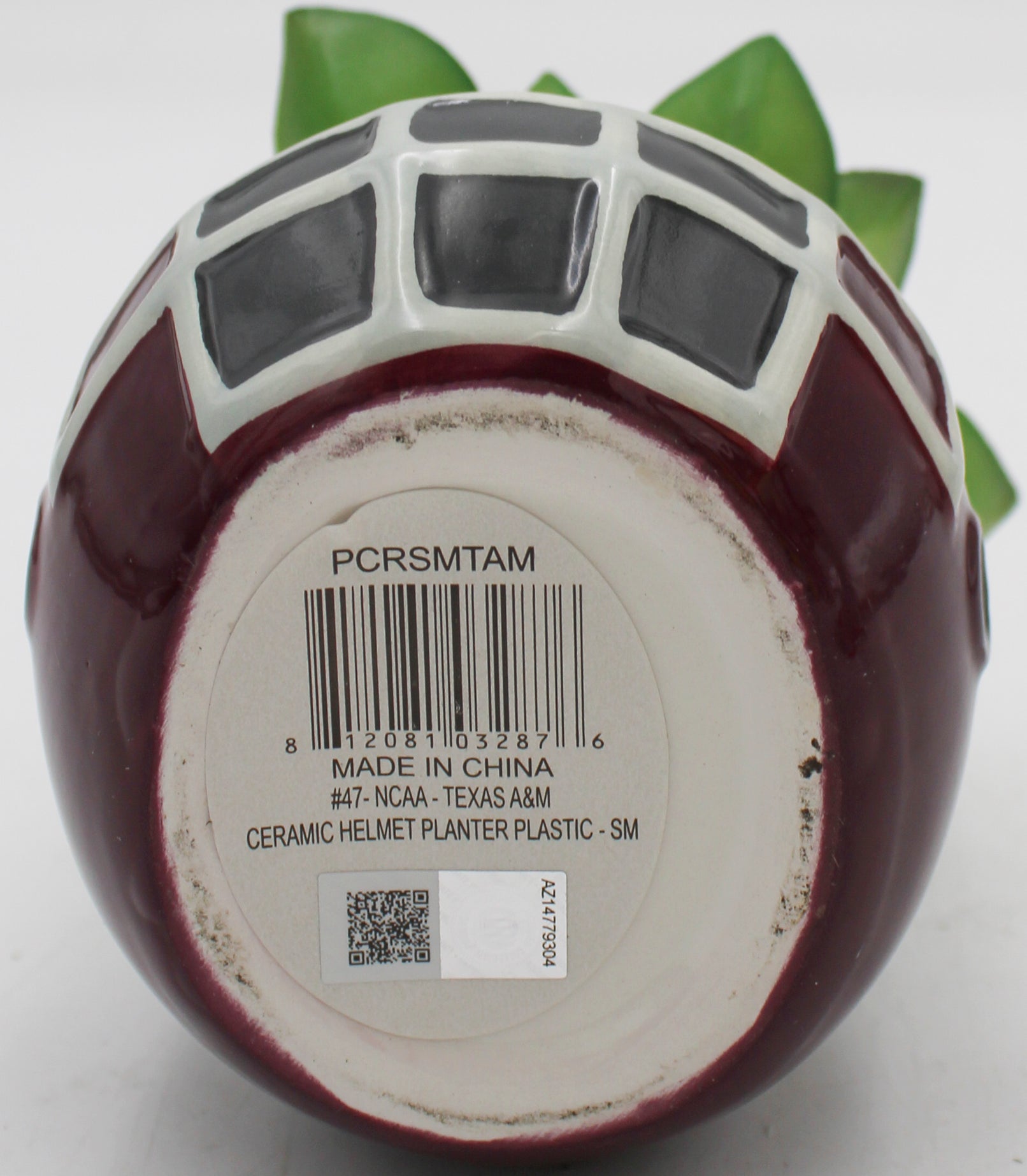 NCAA TEXAS A&M AGGIES SMALL CERAMIC HELMET - WITH FAUX SUCCULENT