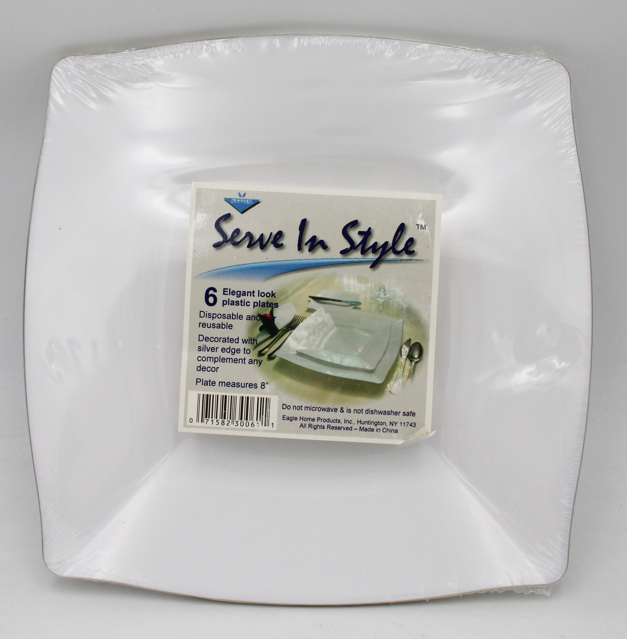 NATUREZWAY 6PK MEDIUM PLASTIC PLATES W/RIM - WHITE