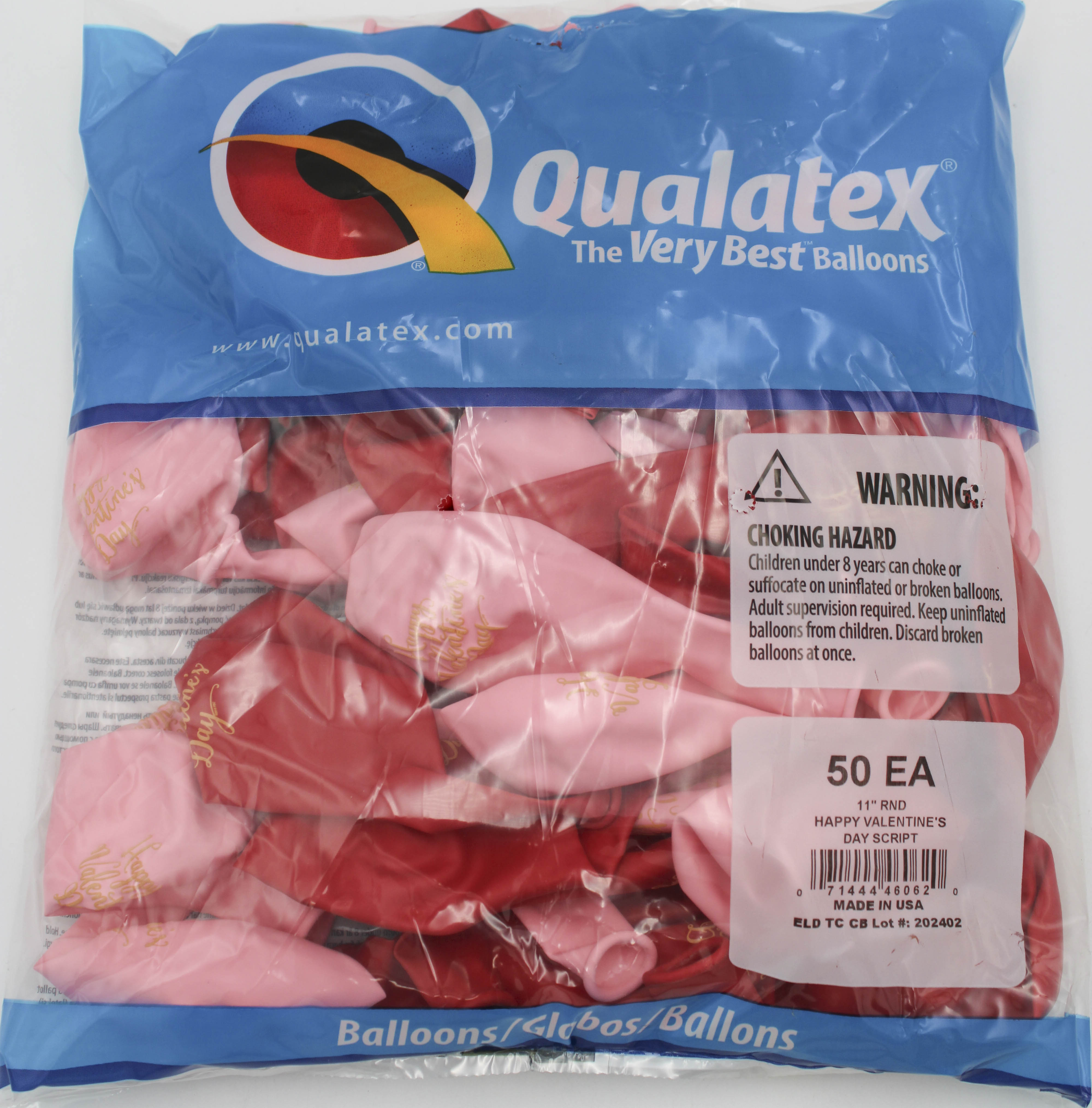 11" ROUND QX LATEX BALLOON RED&PNK 50CT HAPPY VALENTINE'S DAY SCRIPT