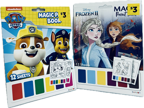 LICENSED MAGIC PAINT BOOK JUST ADD WATER 12-SHEETS 6"X8" ASST AGES 3+ PP $3