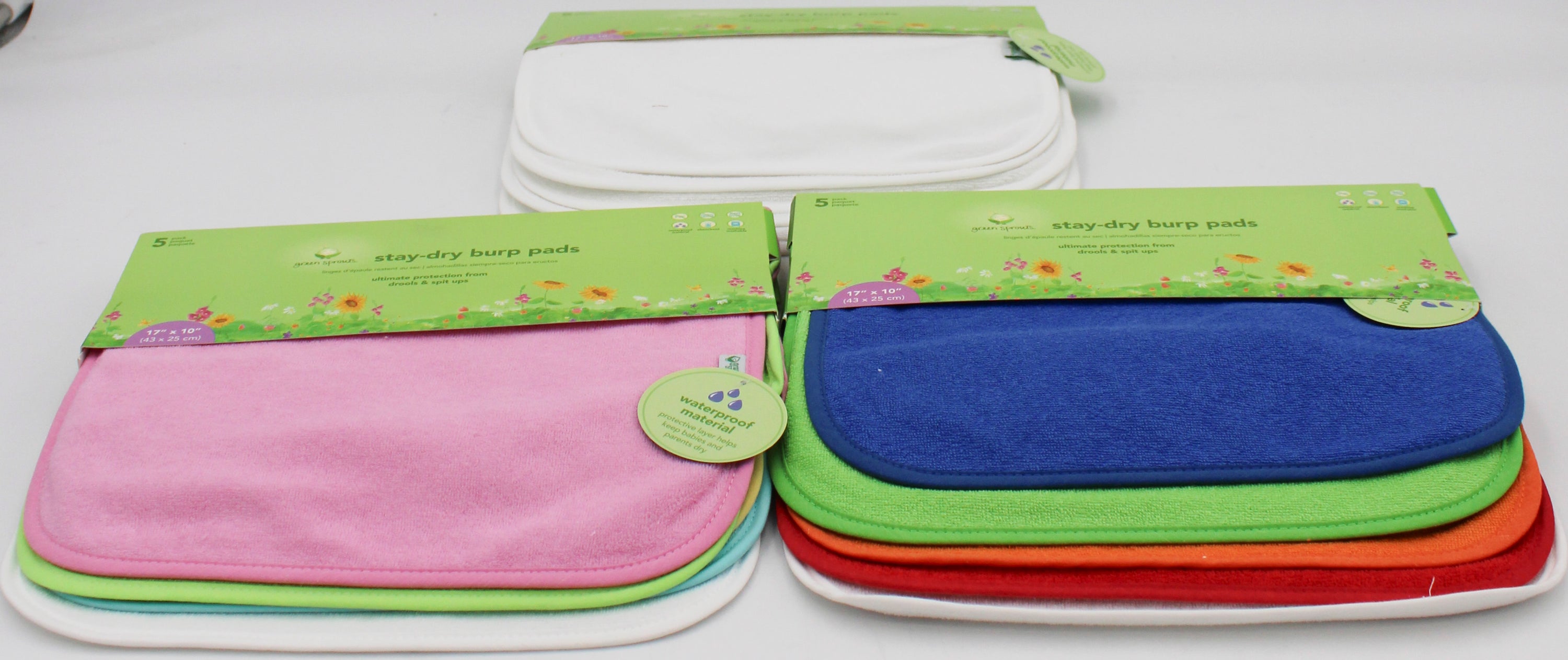 O2COOL 5PK STAY-DRY BURP PADS - ASSORTED NI