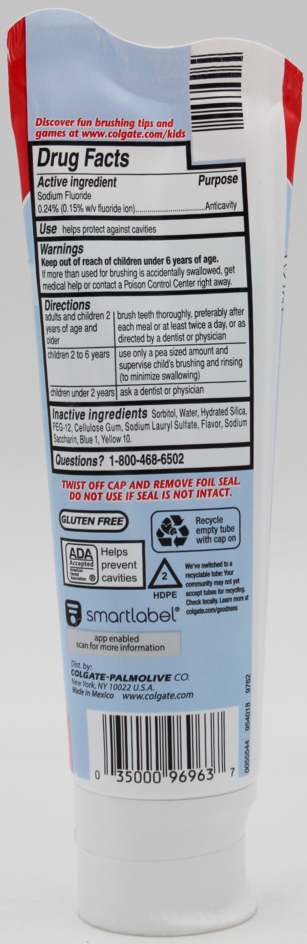 COLGATE KIDS FLORIDE TOOTHPASTE UNICORN-THEMED 4.6oz NI