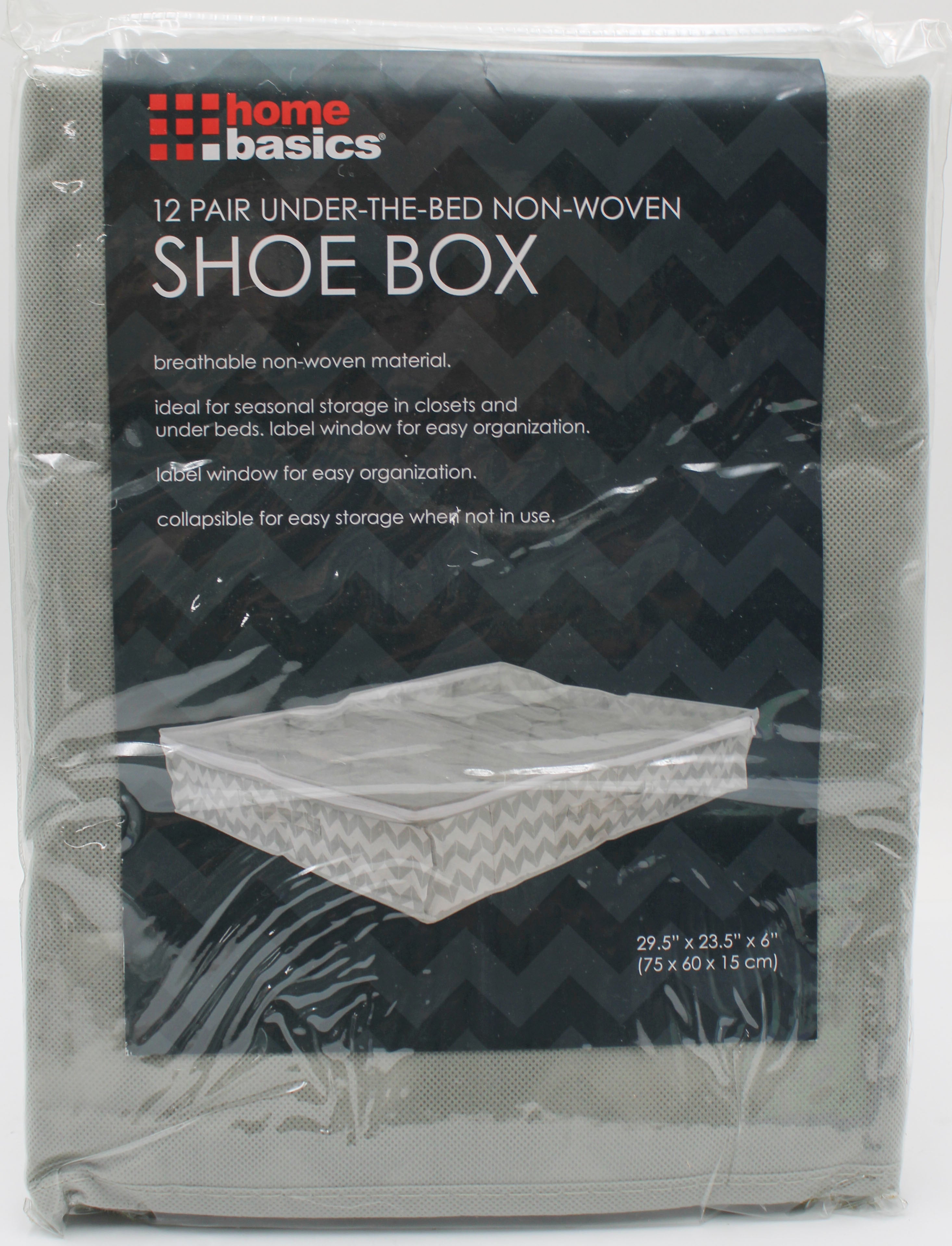 12 PAIR UNDER THE BED SHOE STORAGE CHEVRON GREY