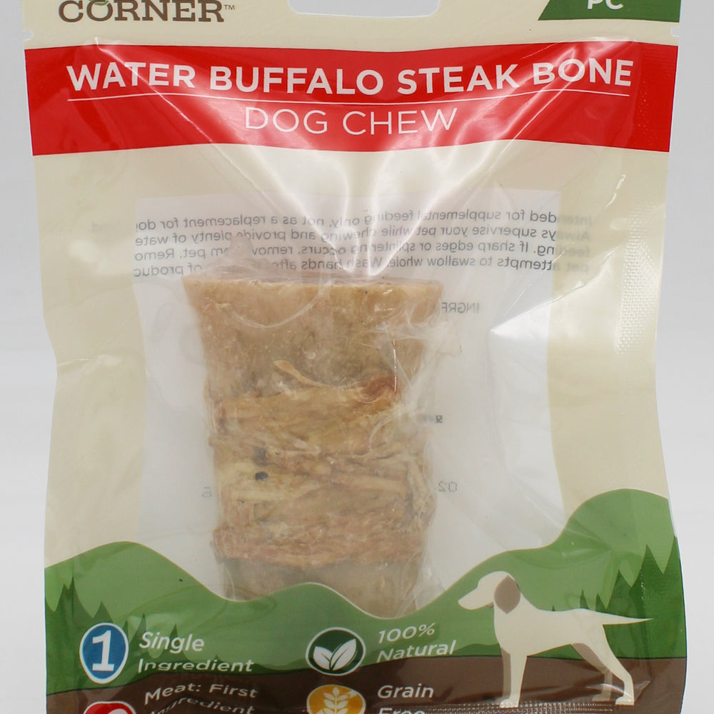WATER BUFFALO STEAK BONE DOG CHEW 2oz EXP 02/28/2026