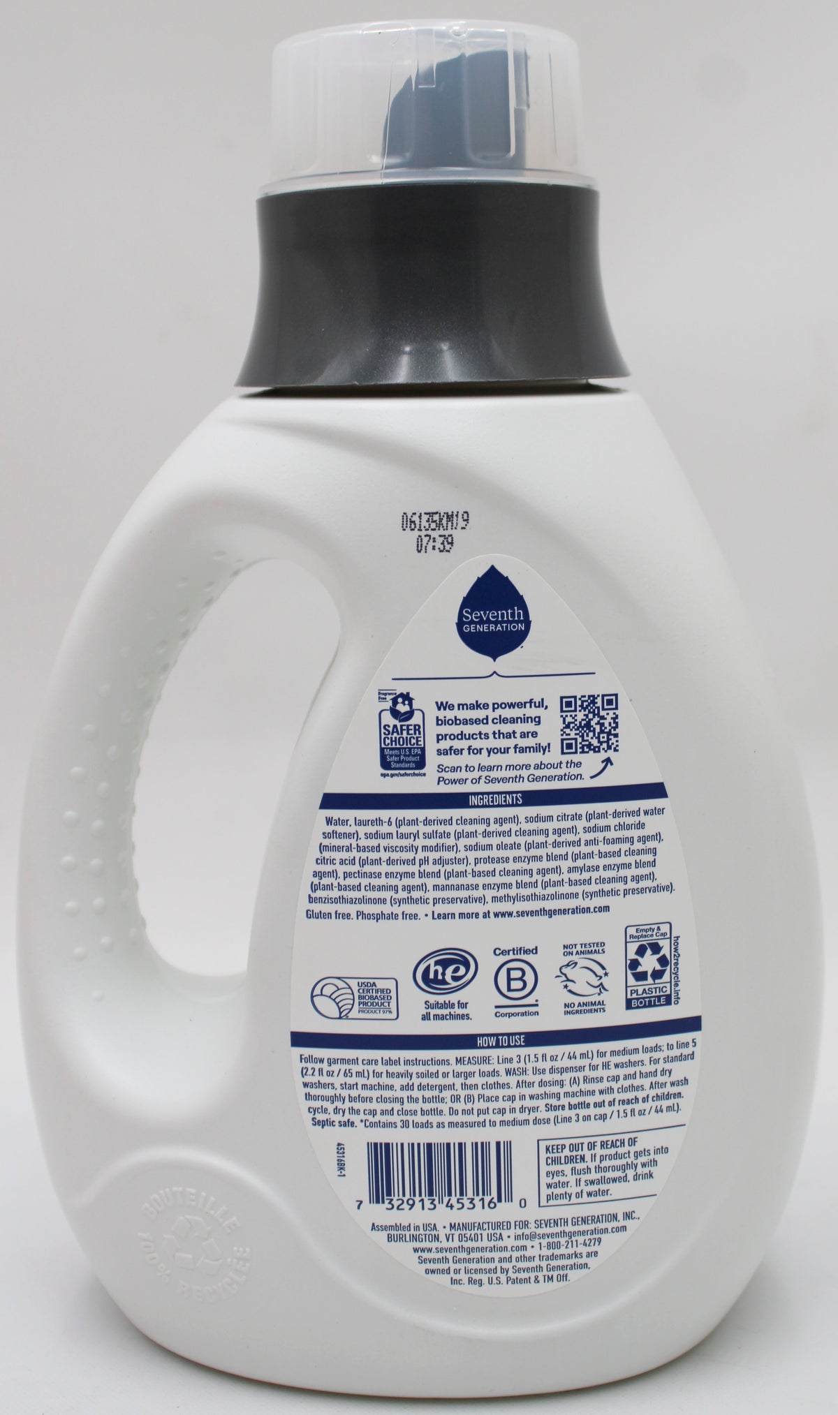 SEVENTH GENERATION BABY DETERGENT LIQUID 45oz